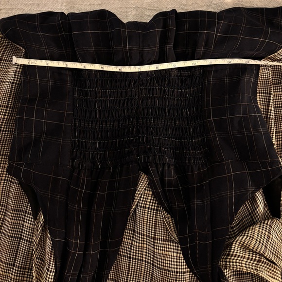 La Ligne Charlotte Tie-Detailed Midi Dress in Navy Blue + Brown Plaid - Picture 7 of 14